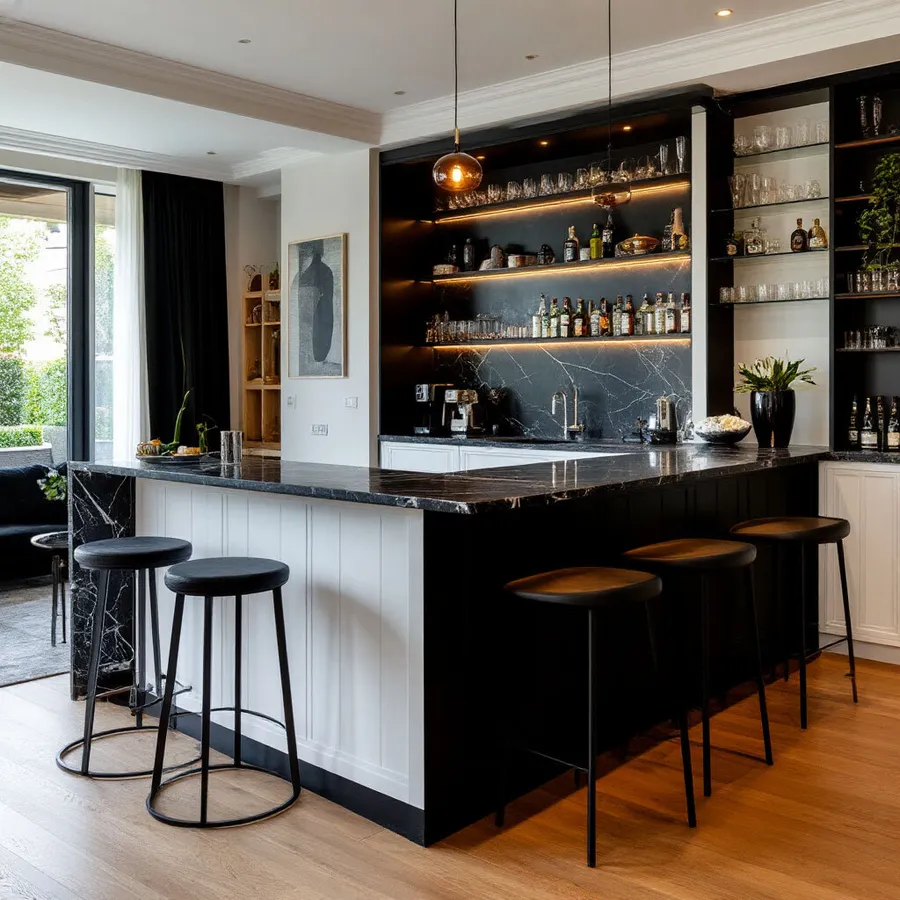 Барная стойка: массив дуба с матовым лаком; срок установки: 3–5 дней.