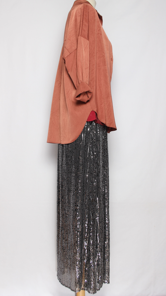 РУБАШКА ВИСКОЗА "Жатая" терракотовая р.48-54