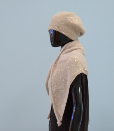 Итальянский кремовый берет с пайетками и платок Vizio фото