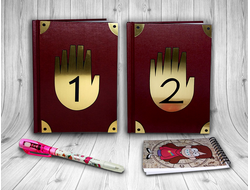 Дневник Стэна №1, Дневник Гидеона №2 Гравити Фолз (по 32 стр. с картинками + 100 чистых страниц) + Подарки