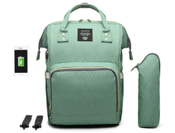 СУМКА-РЮКЗАК ДЛЯ МАМЫ LEQUEEN С USB (зеленый)