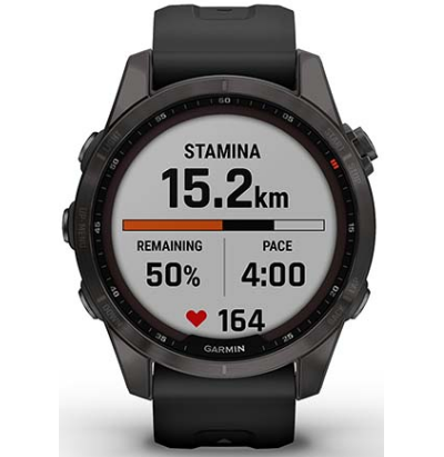Умные часы Garmin Fenix 7s Sapphire Solar титановый серый DLC с черным ремешком