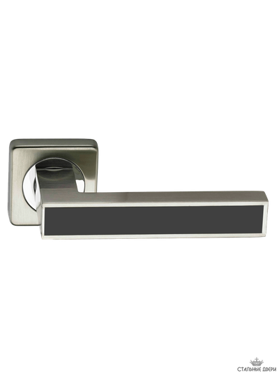 Ручка на квадратном основании VETTORE R06.120 SN/CP/BL (Сатин/Хром/Чёрная Вставка)