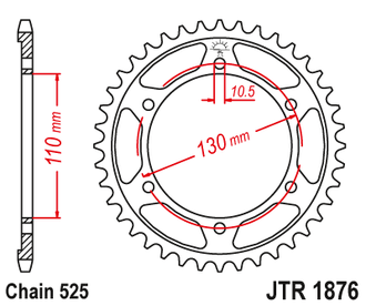 Звезда ведомая (45 зуб.) RK B5898-45 (Аналог: JTR1876.45) для мотоциклов Suzuki, Yamaha