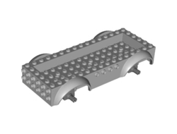 Vehicle, Base 8 x 16 x 2 1/2 with Mudguards Raised, 4 x 14 Recessed Center with 3 Holes, and Dark Bluish Gray Wheels Holders, Light Bluish Gray (18923c01 / 6220592)