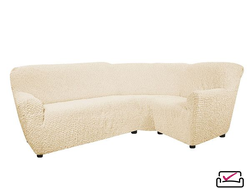 Чехол на классический угловой диван Микрофибра Ваниль. Защита мягкой мебели от животных.