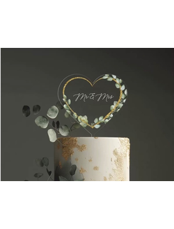 Топпер акриловый Mr&Ms "Сердце" с принтом