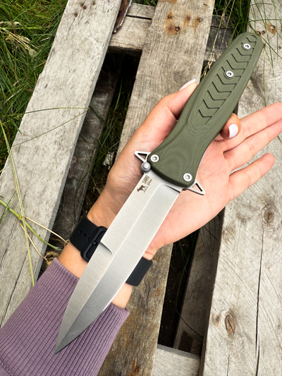 Складной нож Варанг EVO сталь ELMAX, рукоять G10 олива