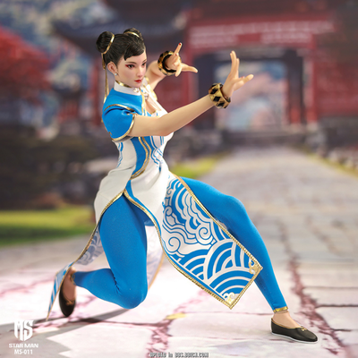 Чун Ли (серия Street Fighter) - Коллекционная ФИГУРКА 1/6 Female Fighter, Blue cloud patterned white cheongsam version (MS-011) - STAR MAN