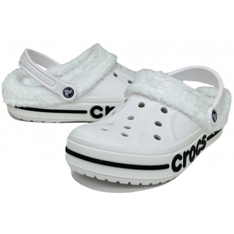 CROCS BAYABAND CLOG УТЕПЛЕННЫЕ БЕЛЫЕ (МЕХ СНИМАЕТСЯ)