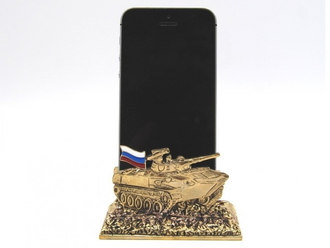 Латунная визитница "Танк" в подарок военному.