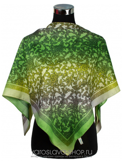 Модель: 30208-7. Платок вискоза/хлопок зеленый узор.