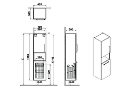 Пенал высокий, Vitra Root, 40 см, с корзиной для белья, матовый, темно-синий, левосторонний, 68008