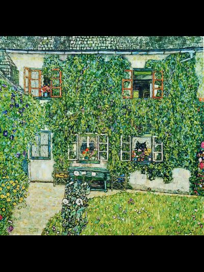 Купить греющую картину с фото репродукции Густава Климта Дом в Вайсенбахе на озере Аттерзе