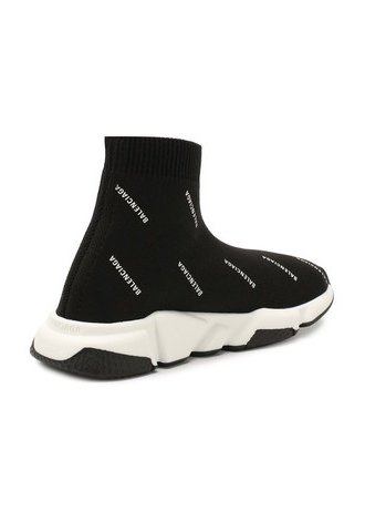 Кроссовки Balenciaga Speed trainer черно-белые с логотипом детские