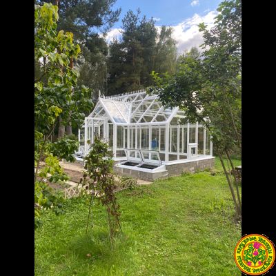 Теплица Елизавета 6000x3000 мм в английском стиле, базовая комплектация, стекло и алюминий, с холлом