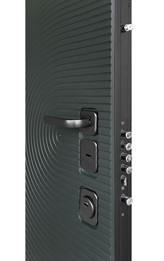 Дверь металлическая "Малахит Термо" Зеленый темный/эмаль белая (16 мм)