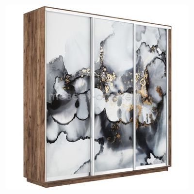 Шкаф-купе Трио-Фото-2 (Абстракция серая) 1800*450*2200