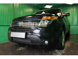 Защита радиатора Ford Explorer 2010-2015 black верх PREMIUM