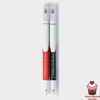Набор фломастеров пищевых двусторонних 2шт, черный и красный