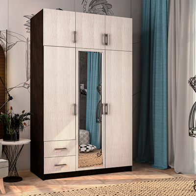 Шкаф 3-х ств с ящиками (1290*2200*560мм), венге/лоредо