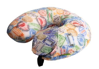 Дорожная подушка-подголовник антистресс "Печати + маска для глаз"