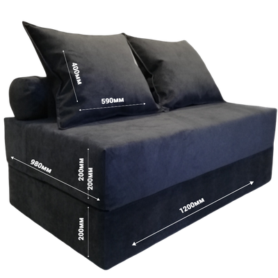 Диван-кровать 120см велюр графит