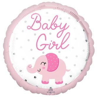 Шар круг со слоником Baby Girl,  46 см