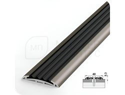 Порог противоскользящий Лука ПС 08-1.2700.042л Шампань с черной ПВХ вставкой