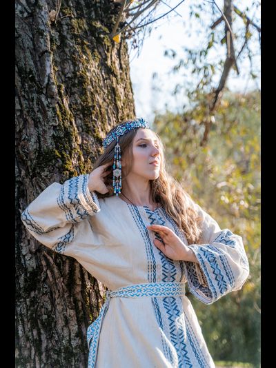 Платье "Белый Рассвет" ручное ткачество