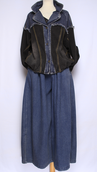 Джинсовка-бомбер "АНГЛИЙСКИЙ ВОРОТ" синяя, черная р.48-54