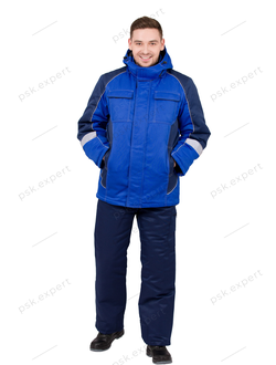Куртка рабочая мужская зимняя &quot;Страйк&quot; цвет василек/темно-синий