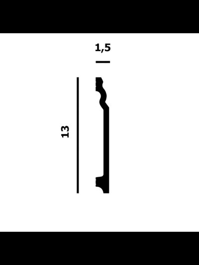 Плинтус напольный Перфект Plus P158, из дюрополимера, влагостойкий, под покраску, 2 метра