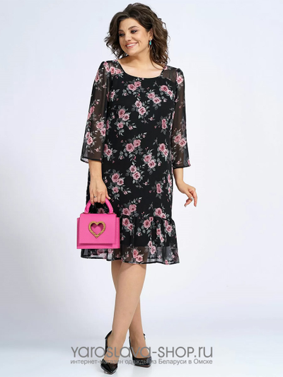 Шифоновое женское платье с принтом "розы"