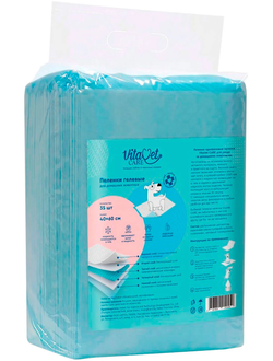 Пеленки Vitavet Care гелевые, одноразовые для животных 40х60 см, 35 шт