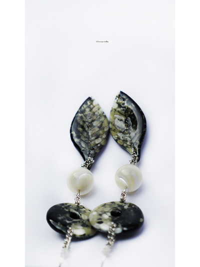 "Русалочья роща", длинные серьги с перламутром в стиле бохо-шик