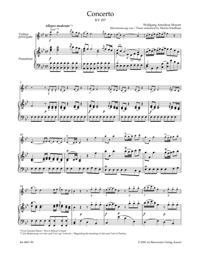 Mozart Concerto for Violin and Orchestra № 1 B-Dur KV207 (Piano reduction)