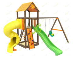 Деревянная детская площадка для дачи IgraGrad Панда Фани с винтовой трубой купить в Воронеже