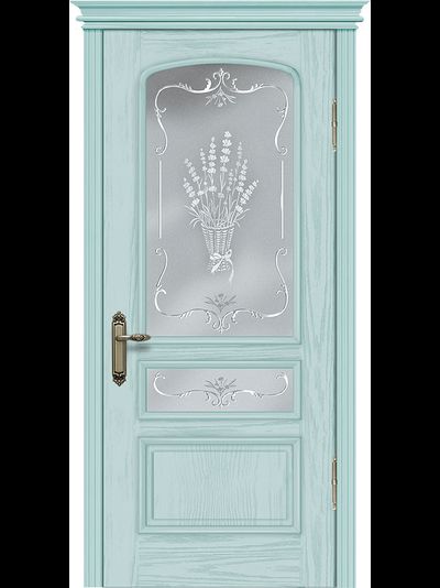 Дверь  со стеклом Венецианка, цвет бирюза.