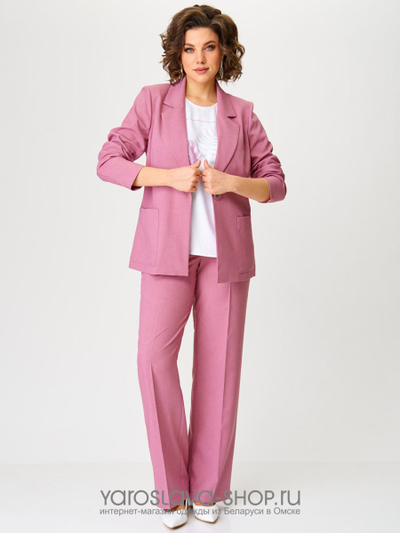 Комплект женский 3-х предметный состоящий из жакета, блузки и брюк в цвете пыльная роза