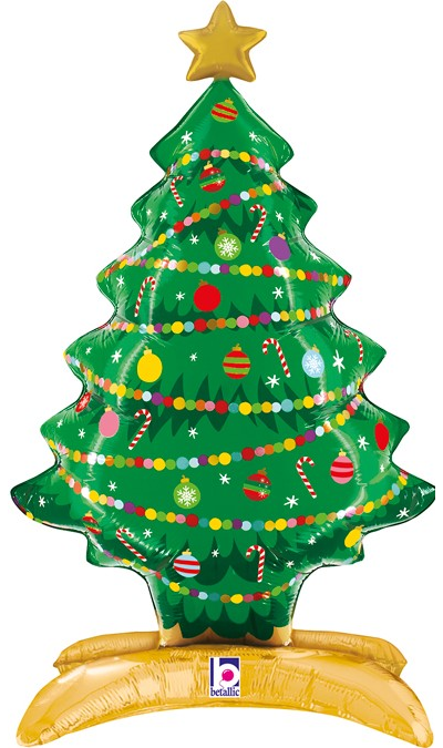 Шар 3D (32''/81 см) Фигура на подставке, Новогодняя елочка, Ярко-зеленый, 1 шт