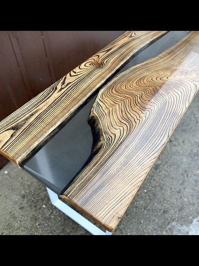 стол река из эпоксидной смолы дымчатого цвета