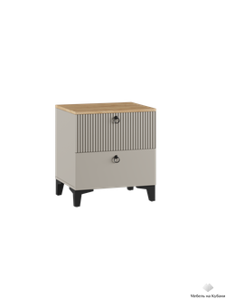 Ника Тумба прикроватная, ПВШ 400*516*410 (мдф бежевый мат-05 / лдсп кашемир + дуб делано)