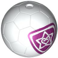 Ball, Sports Soccer with 2 Magenta Outlined Heart and Star Pattern, White (x45pb06 / 6023212)