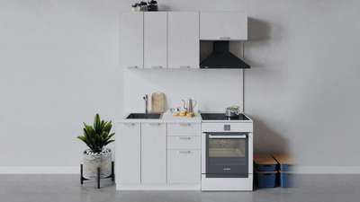 Композиция Модульной кухни ГРАНИТА бетон снежный