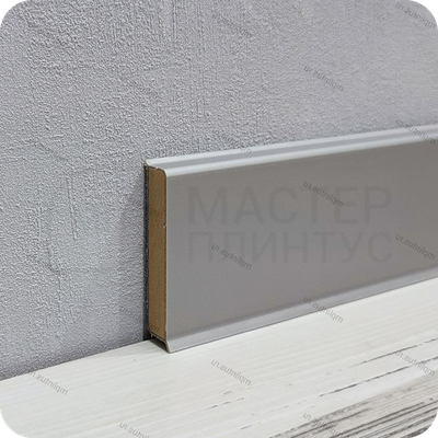 Напольный плинтус с мягким краем Dollken cubu flex life, высота 40 мм. толщина 11 мм. цвет серебро