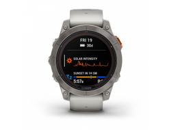 Умные часы Garmin Fenix 7 Pro Sapphire Solar титановый серый с серо-оранжевым ремешком 010-02777-20