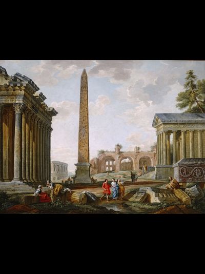 Картина обогреватель, репродукция Джованние Панини Каприччо с Фламиниевым обелиском