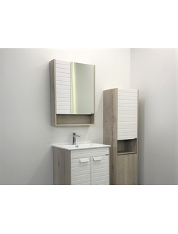 Зеркало-шкаф "Клеон-60" дуб дымчатый/белый