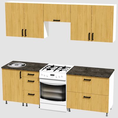 Кухня Эконом 1,8 метра (900х900) Цвет: Дуб Сонома/Дуб Сонома